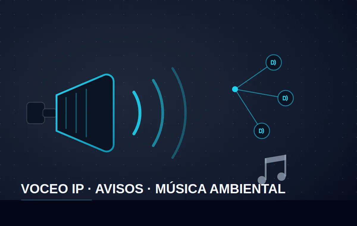 Sistema de voceo IP, avisos y música ambiental para empresas y edificios