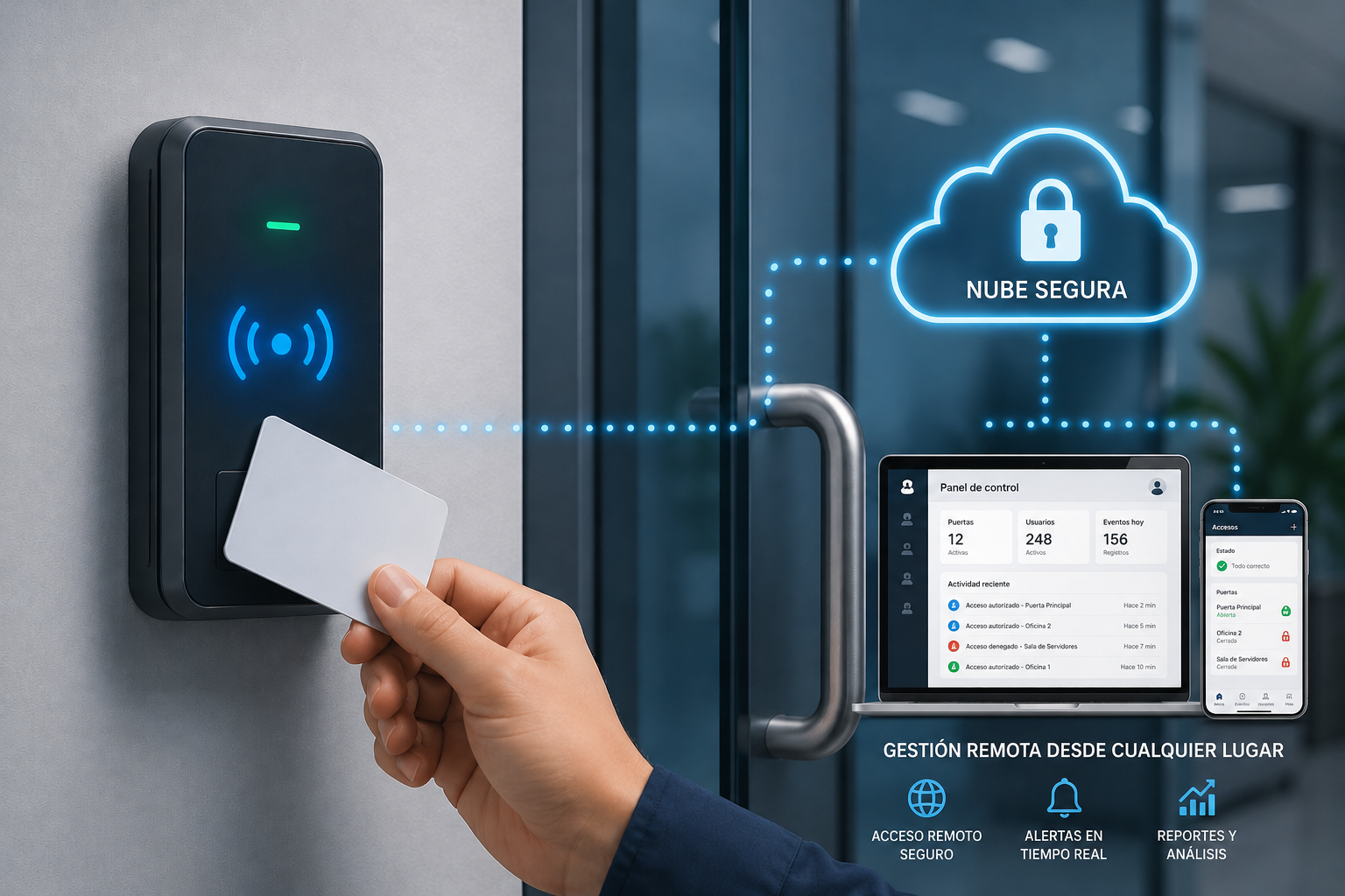 Sistema de control de acceso en puerta empresarial